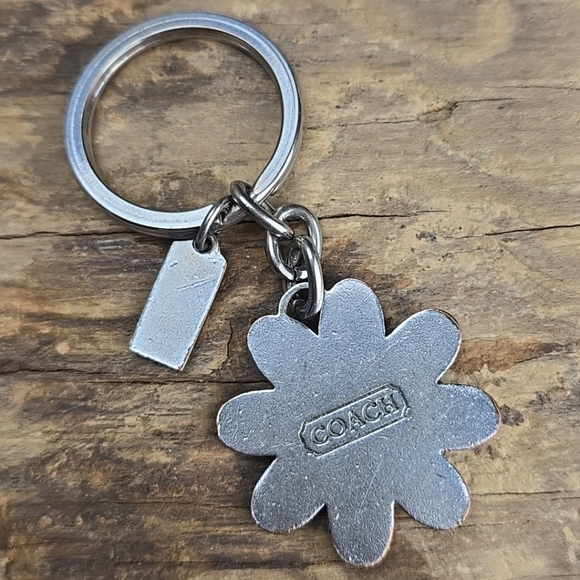 Coach Cream And Orange Daisy Key Chain Fob - Picture 5 of 8